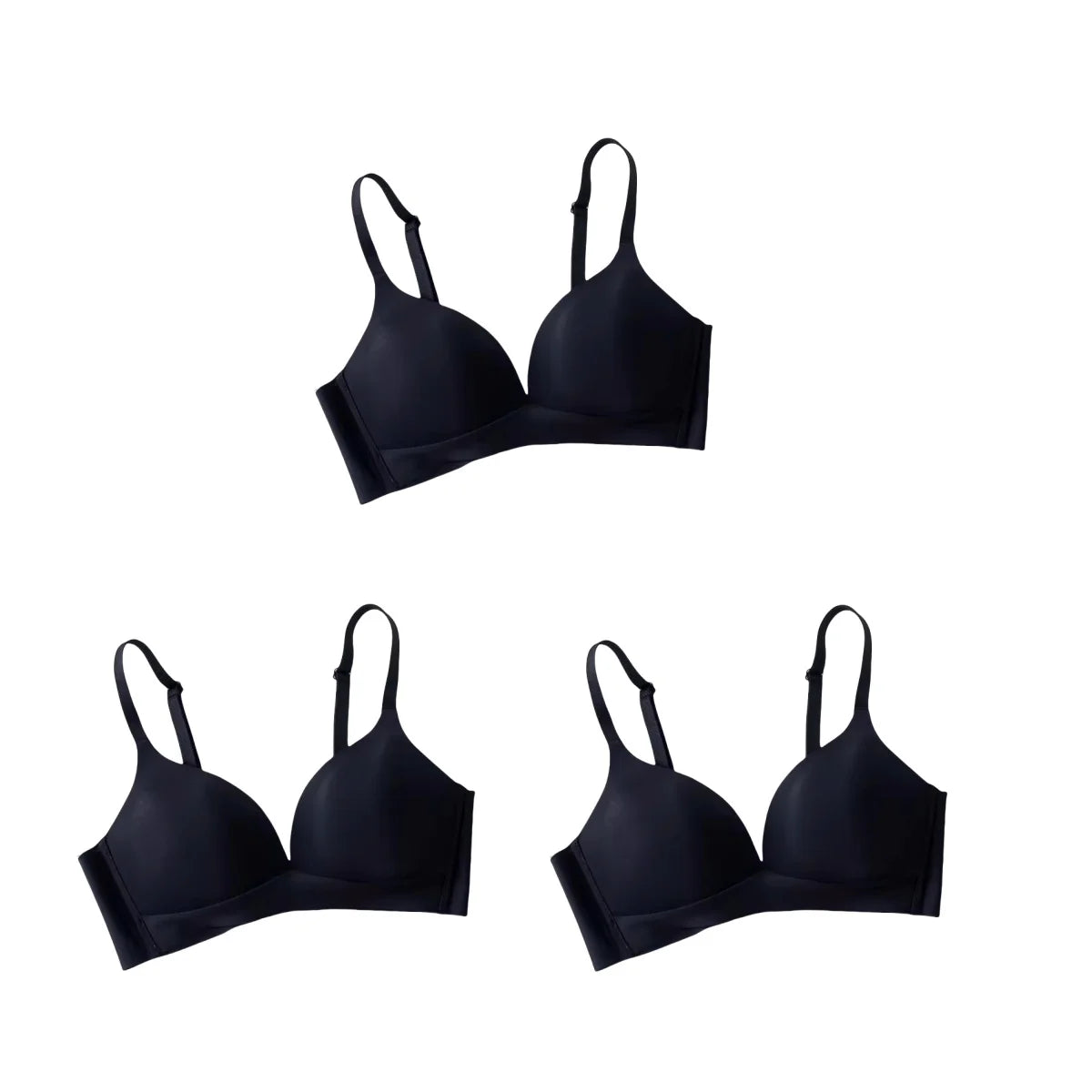 3Pcs/Set Seamless Bras For Women Non-wire Glossy Underwear Push Up Bra Without Steel Ring 3/4 Cup Female Comfort Lingerie
