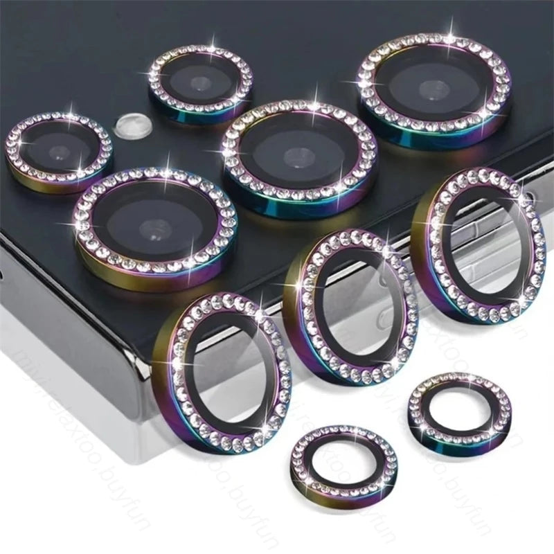 Bling 3D Diamond Metal Camera Ring Protector For Samsung S25 S24 Plus S23 S22 Ultra S 23 25 5G HD Tempered Glass Alloy Lens Cap