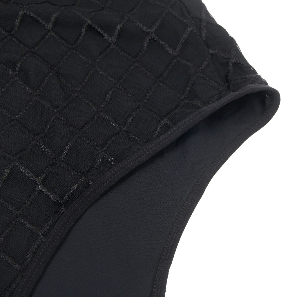 Comeondear High Quality Fashion Jumpsuit Plump Oversized Bodysuit Pajama Lady Black High Neck Leotard Lingerie Long Sleeve Teddy