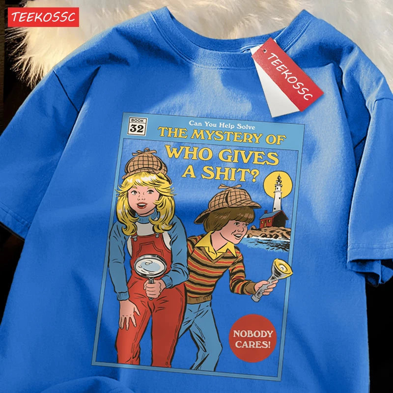 Can You Help Solve The Mystery Of Who Gives A Shit T Shirts Male Cotton Tee Clothes Hip Hop Oversized T Shirts Casual Loose Tops