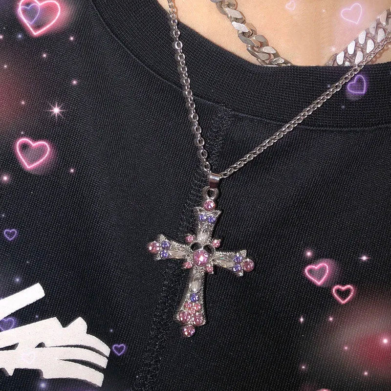 New Fashion Trend Unique Design Delicate Zircon Cross Pendant Necklace for Men and Women Couples Jewelry Party Premium Gifts