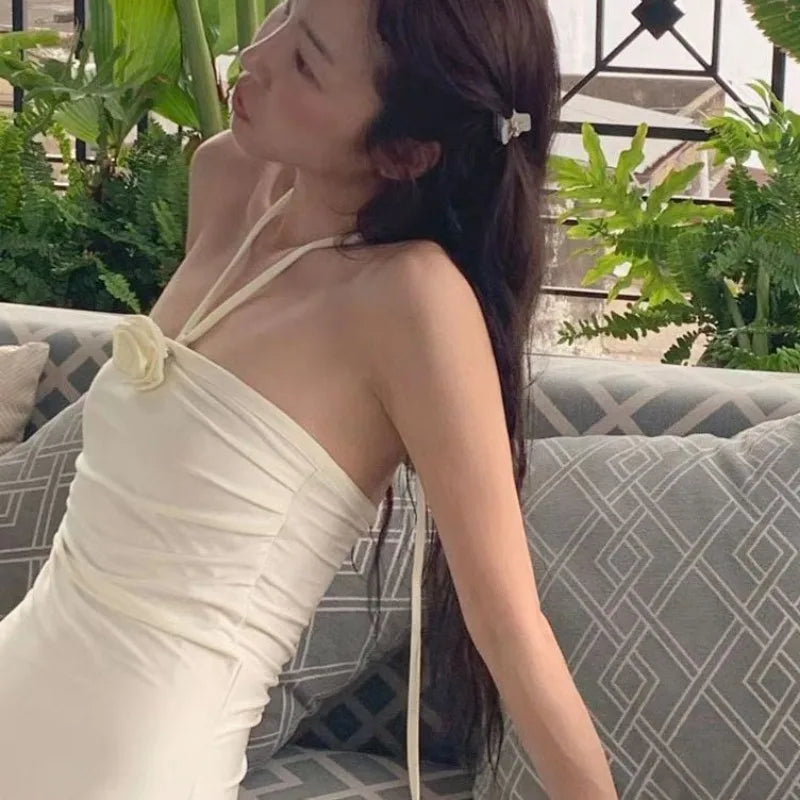 2025 Women One Piece Swimsuit 3D Flower Korea Style Bandeau Swimwear Beach Wear Padded Bathing Suit Holiday Monokini Summer