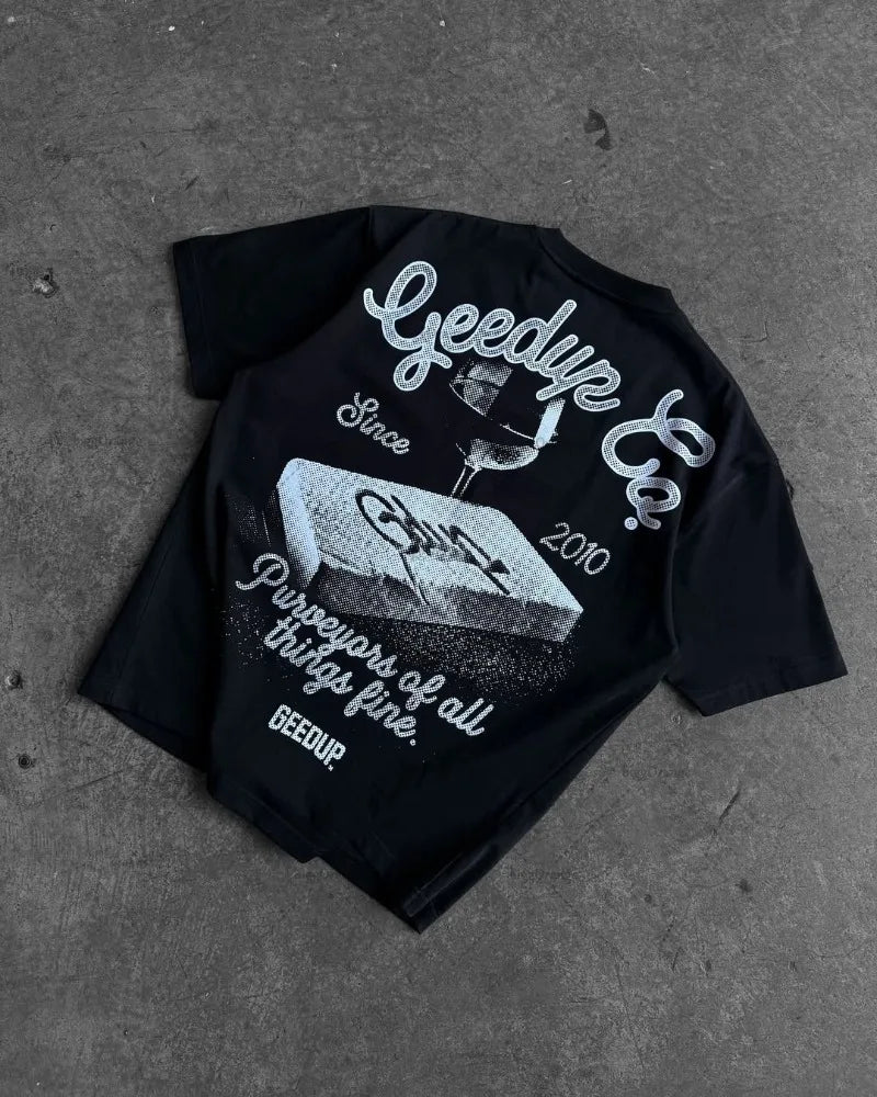 High Street Hip-hop Harajuku Oversized Cotton Round Neck T-shirt Men Y2k New Summer Retro Gothic Punk Casual Streetwear Women