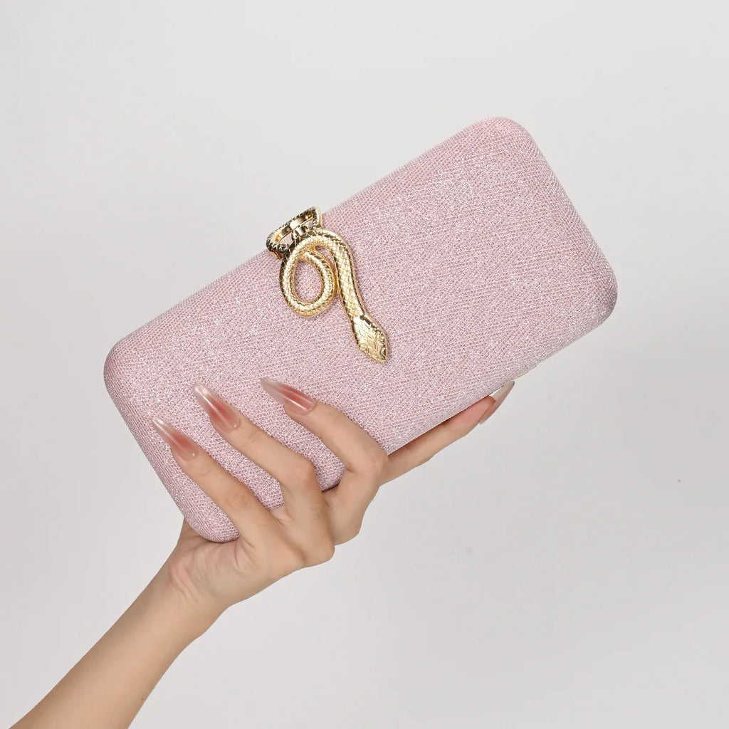 Classic Snake Buckle Evening Purse Women's Sparkling Clutch Bag Annual/wedding Party Handbag Elegant Square Box Bag Bolso Mujer