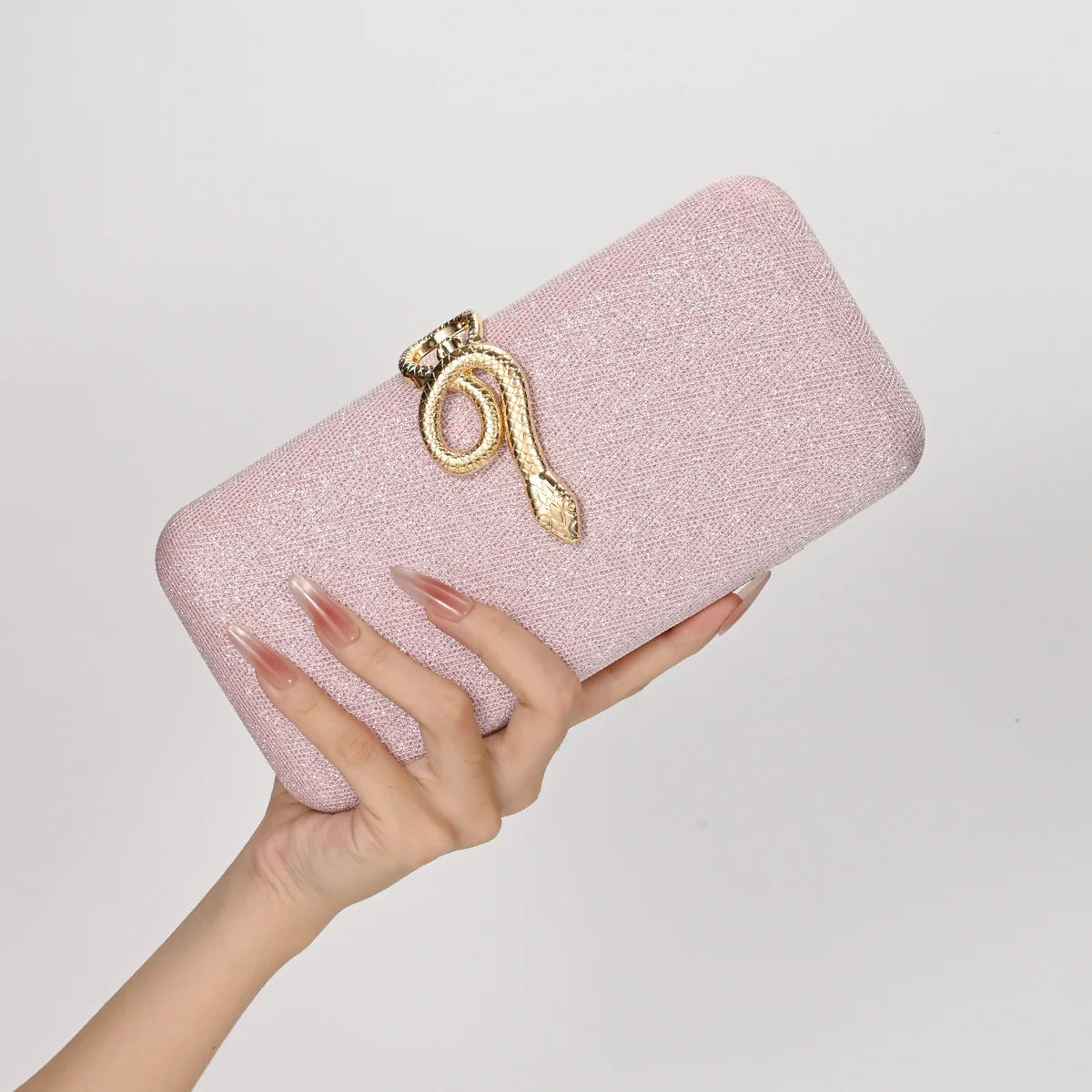 Classic Snake Buckle Evening Purse Women's Sparkling Clutch Bag Annual/wedding Party Handbag Elegant Square Box Bag Bolso Mujer