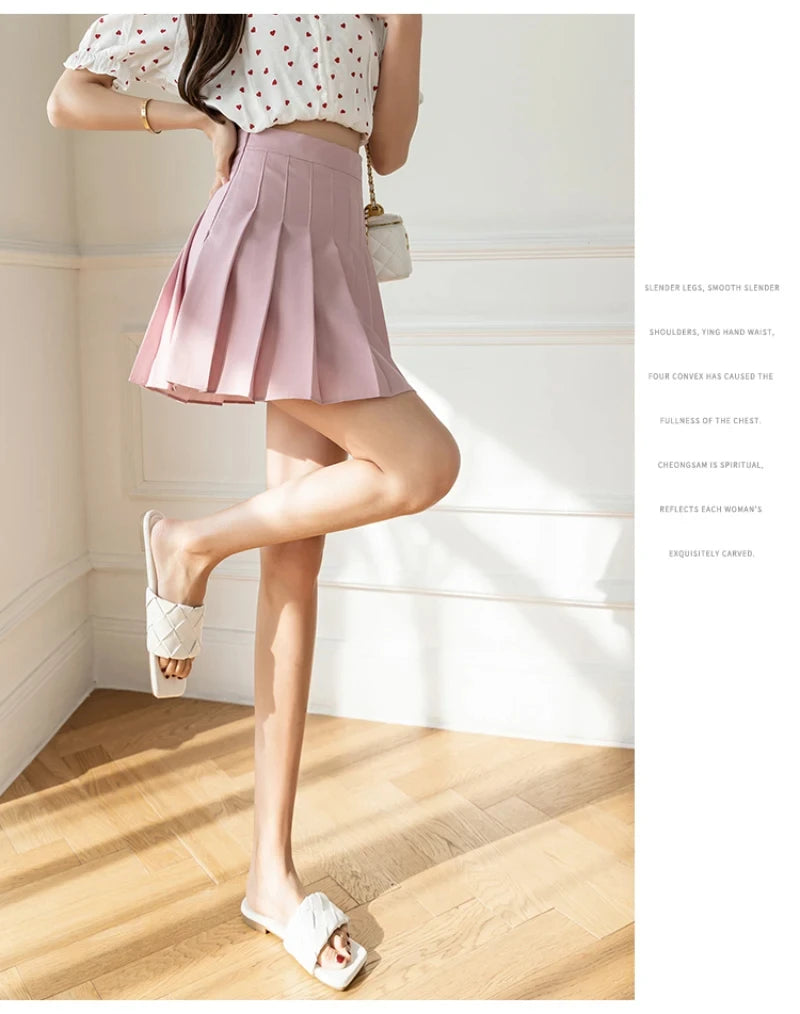 White Women Pleated Skirts Summer High Waist Zipper Girls Dancing JK Mini Skirts Black Fashion Student A Line Faldas 2024