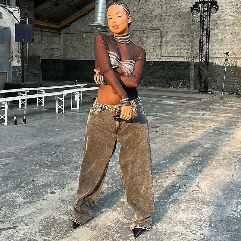 Sexy Bodysuit Lingerie Applique One-Pieces Body Feminino See Through Black Top Women Rave Outfit Turtleneck Lenceria Tranparente