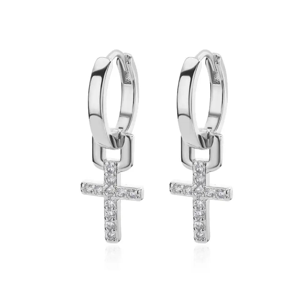Zircon Cross Dangle Earrings For Women Girls Stainless Steel Cross Earring 2023 Trending Couple Wedding Aesthetic Jewelry aretes