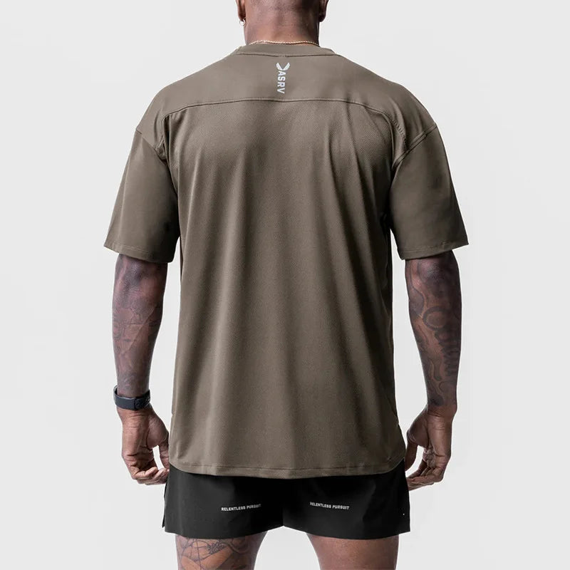 Men's Summer Casual Loose Oversized T-shirt O-Neck Short Sleeve Tee Male Quick Dry Breathable Gym Fitness Undershirt Clothing