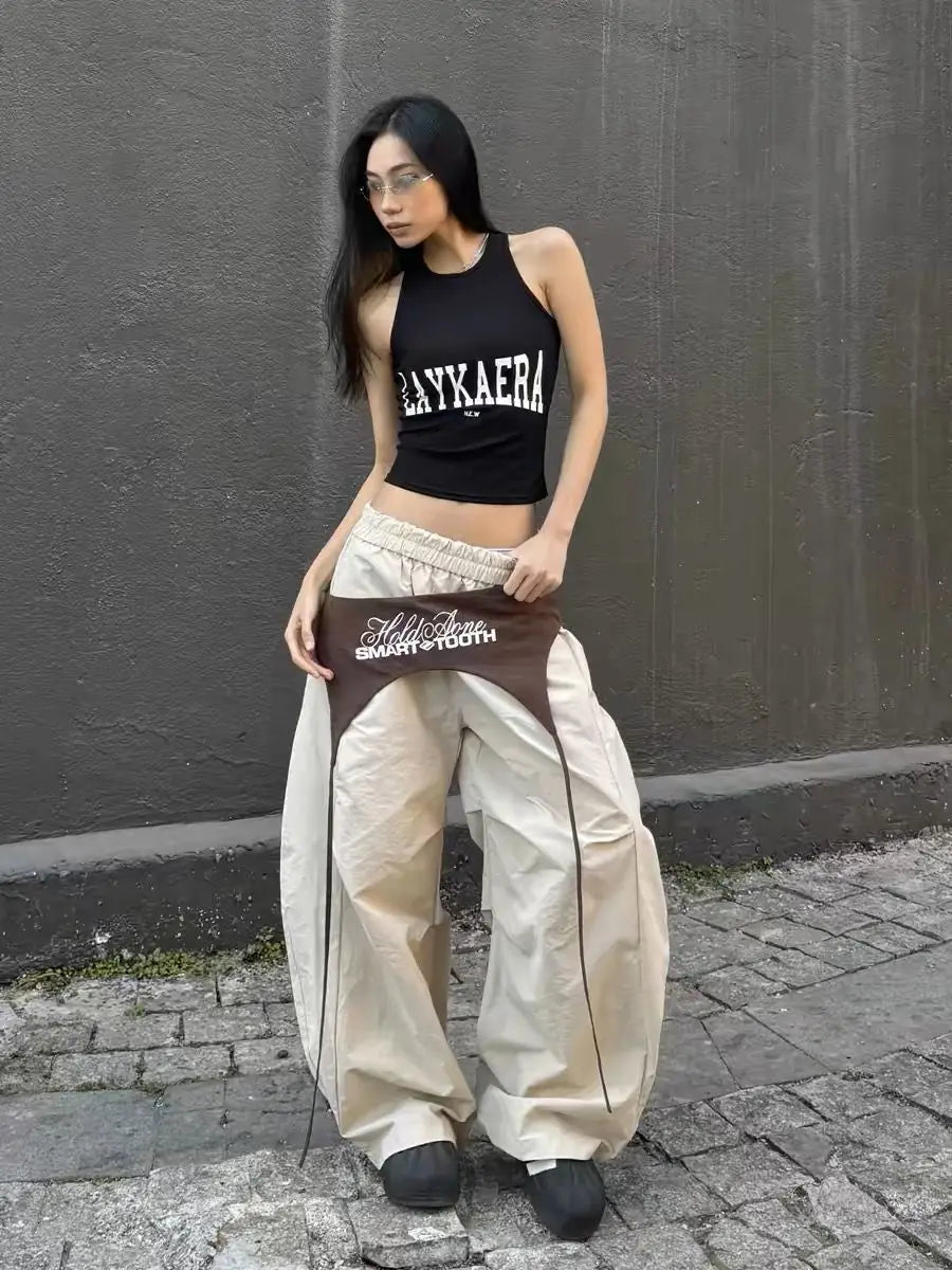 American Retro Design Wide Leg Pant Curved Knife Versatile Loose Street Hip Hop Dance Pant Loose Comfortable Cargo Trouser