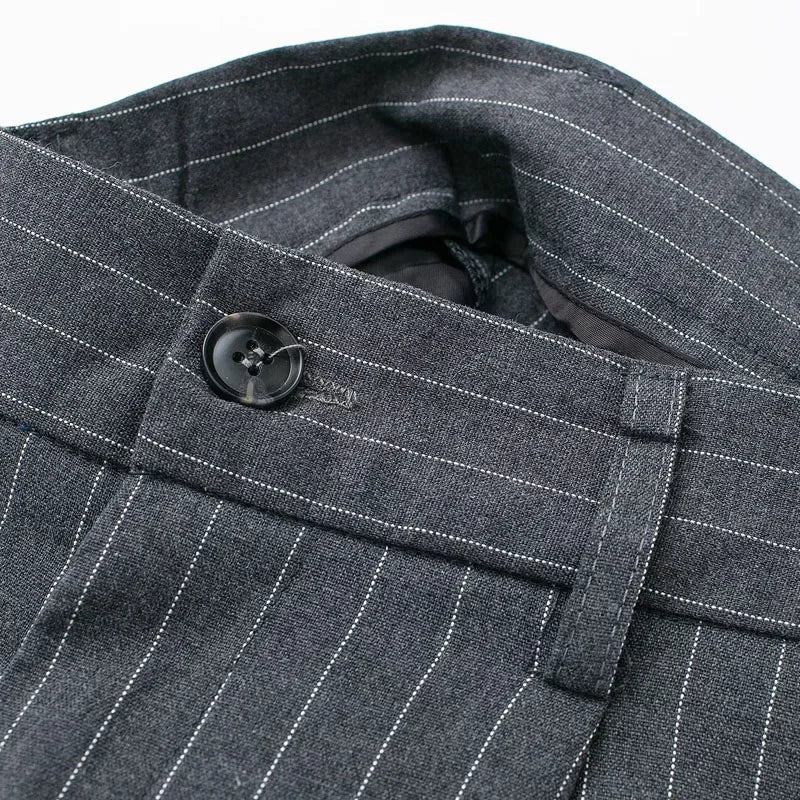 TRAF Women's Formal Pants Office Wear Women Striped Grey Black Pants Woman High Waist Baggy Suit Pants Casual Wide Leg Trousers