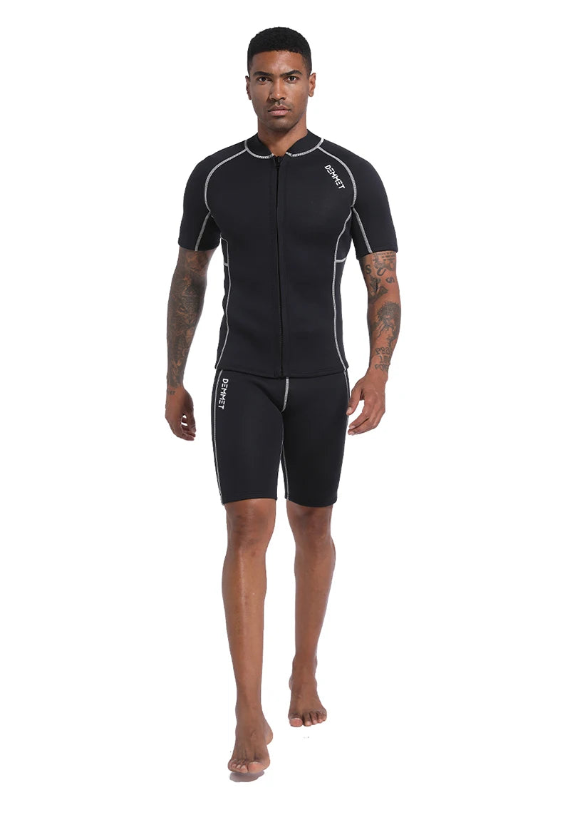 1.5MM/3MM CRSC Neoprene wetsuit Men Split Short Sleeve Shorts Diving Surfing Suit Women's Sun Protection Warm Swimming Suit