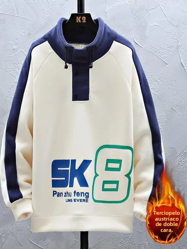 Thiened Fce Hoodie Sweatirt f High Collar Youth Winter Base Layer irt for 3-5 Years Old Boys Casual Print Polye...