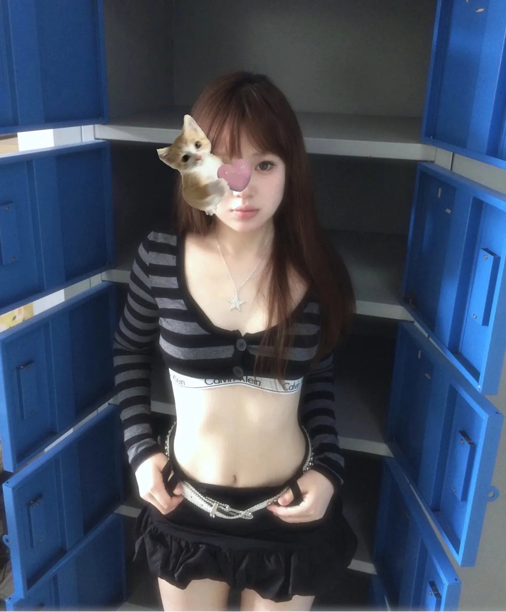 Karrram Trashy Y2k Crop Top Japanese 2000s Style Striped Long Sleeved T-shirt Vintage Harajuku High Street Tops American Retro