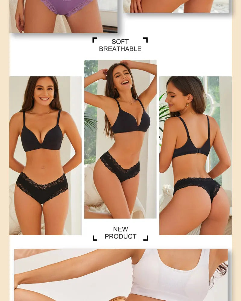 7PCS/Set Women Sexy Lace Panties Seamless Cotton Brazilian Panties Girls Breathable Sexy Low Rise Underwear Female Soft Lingerie