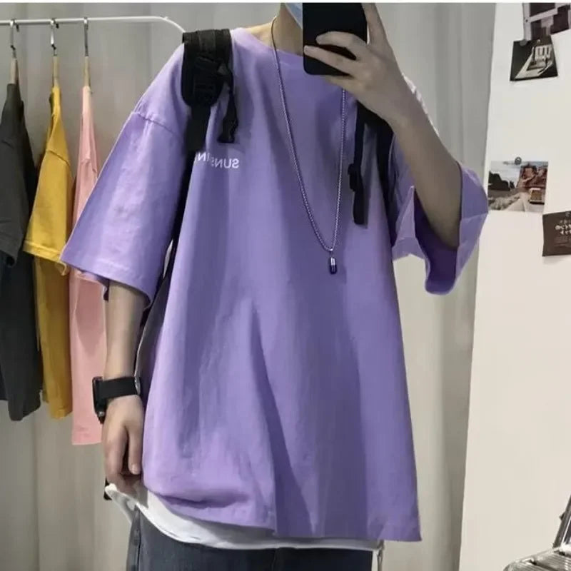 American Stylet Men's Short Sleeve T-shirt Insensitive Printing Design Sensibility Niche Oversize Half Sleeve Summer Top