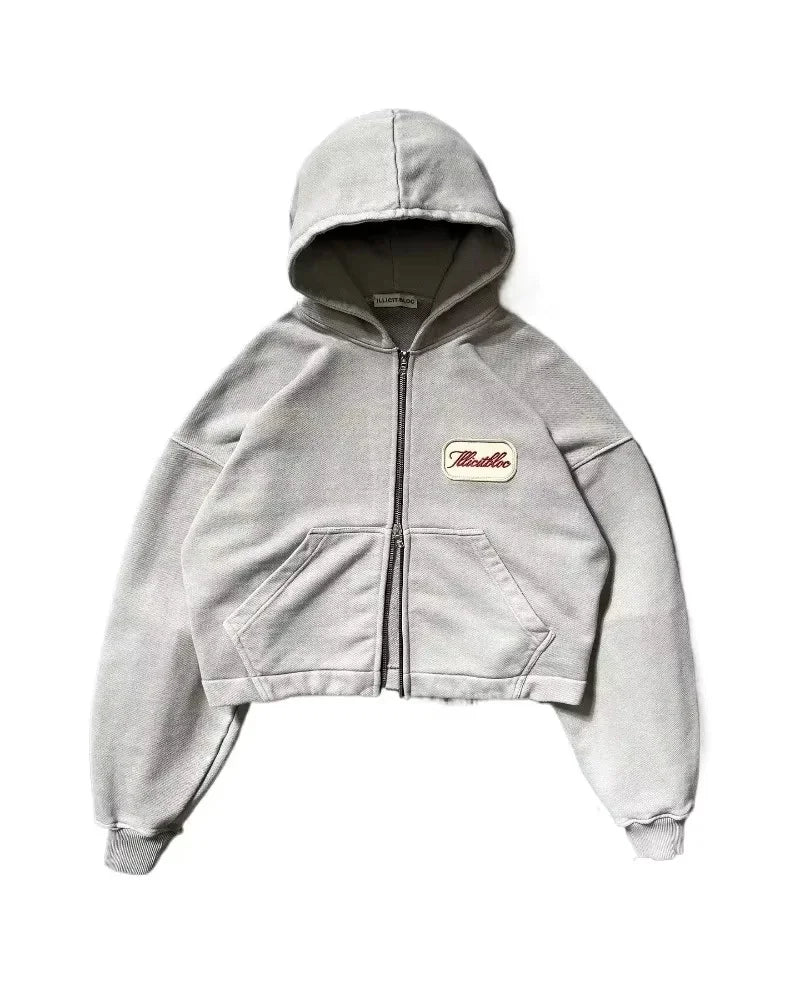 Y2K Fashion New Letter Embroidery Patch Loose Hooded Sweater Women Street Vintage Hip Hop Harajuku Leisure Couple Sports Hoodies