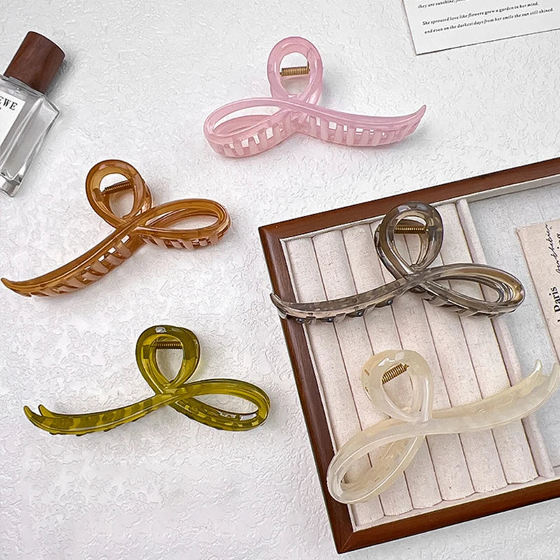 Elegant Jelly Color Bow Hair Claw For Women Girls Sweet Hair Ornament Back Headband Hair Clips Hairpin Fashion Hair Accessories