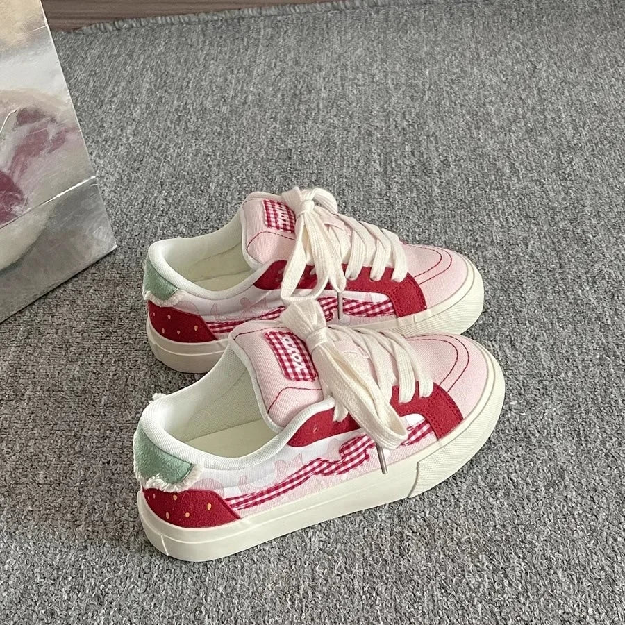 Korean Style Thick Bottom Canvas Shoes Women's Low Top Casual Student Sneakers Flat Heel Cotton Lined Adult Pure Color