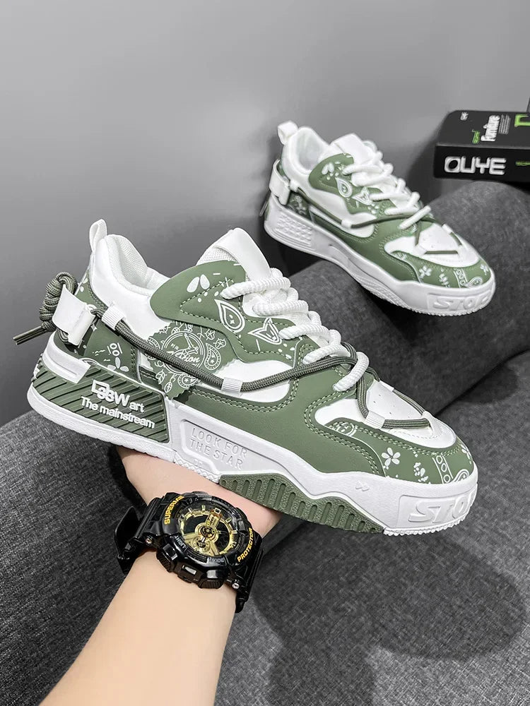 2025 New Summer Men's Shoes Original Casual Flat Shoes Sport Thick Bottom Increased Height Bread Trendy Shoes Skateboard sneaker