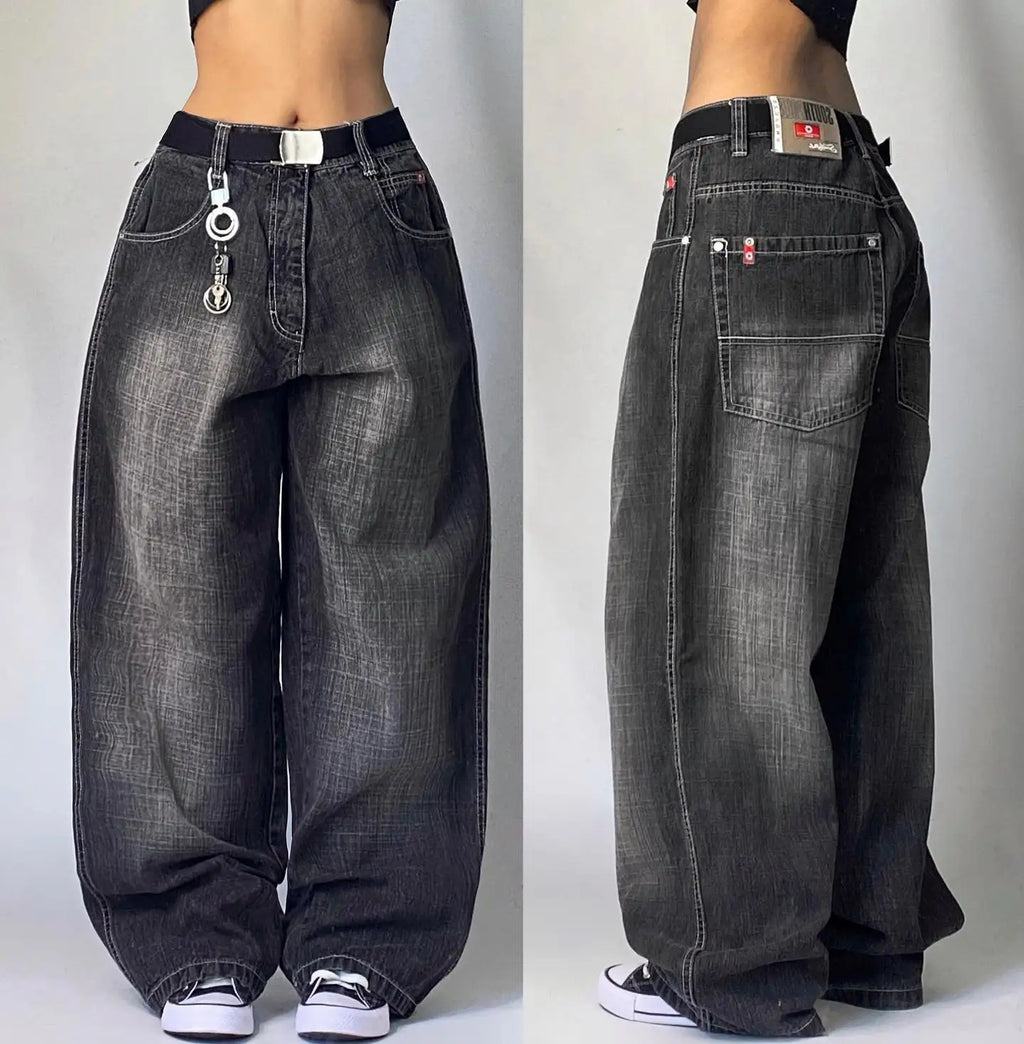American Fashion Trends Joker Tooling Pocket Baggy Jeans Female Street Y2K New Hip Hop Oversized Wide-leg Pants Unisex Jeans