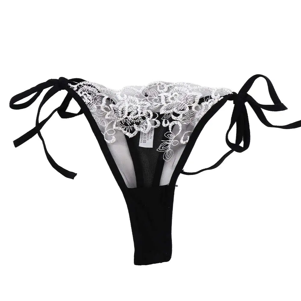 Ladies Sexy Embroidery Hollow Out Lingerie Transparent Underwear Panties Brief Panty