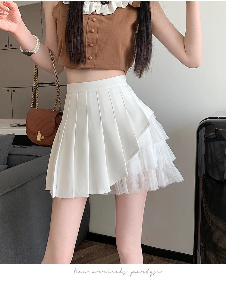 Slimming A-Line  Skirt for ort Women High Waist Pleated Tulle f Body Skirts Commute Sle Summer Collection