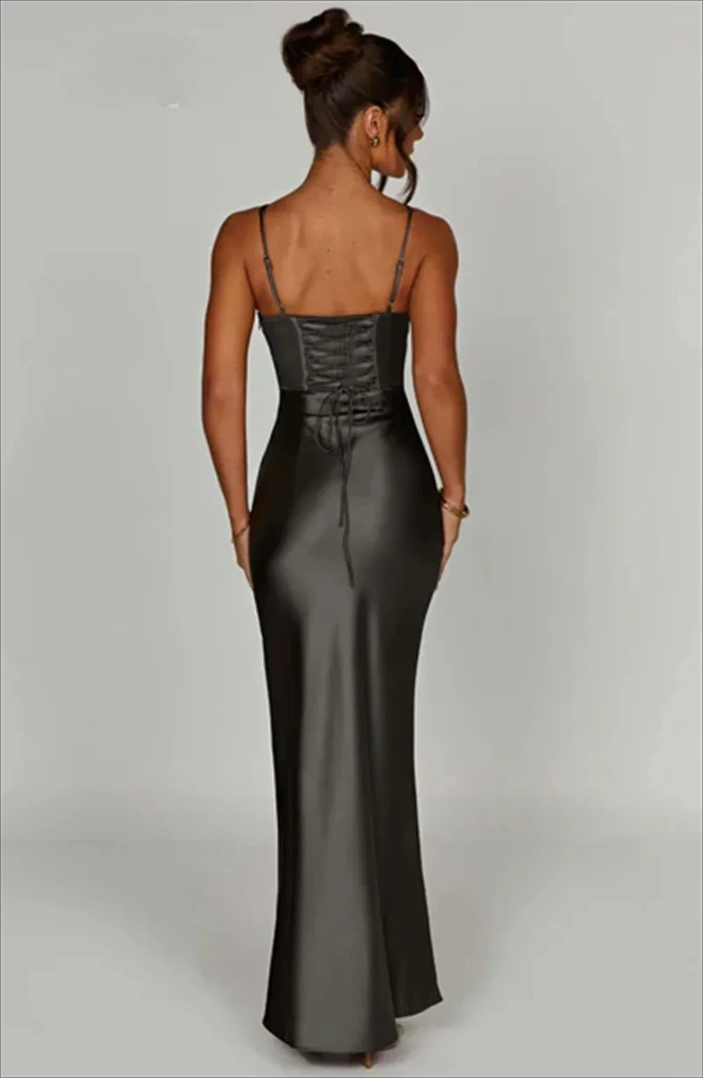 Bonny Strapless Satin Maxi Prom Gown Sexy Mermaid Backless and Lace up Floor-Length Evening Bridal Gown vestidos de festa