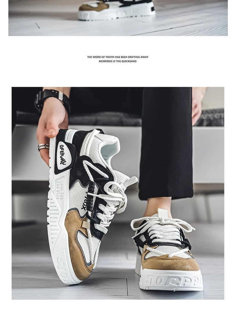 2025 New Summer Men's Shoes Original Casual Flat Shoes Sport Thick Bottom Increased Height Bread Trendy Shoes Skateboard sneaker