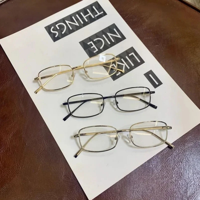 Y2K Harajuku Small Square Frame Glasses Women Retro Metal Eyeglasses Clear Spectacle Decorative Eyewear