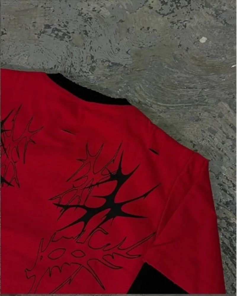 Y2k Men clothing hoodie Harajuku Fashion print long sleeve patchwork sweatshirt Retro high street trend couple loose hoodie