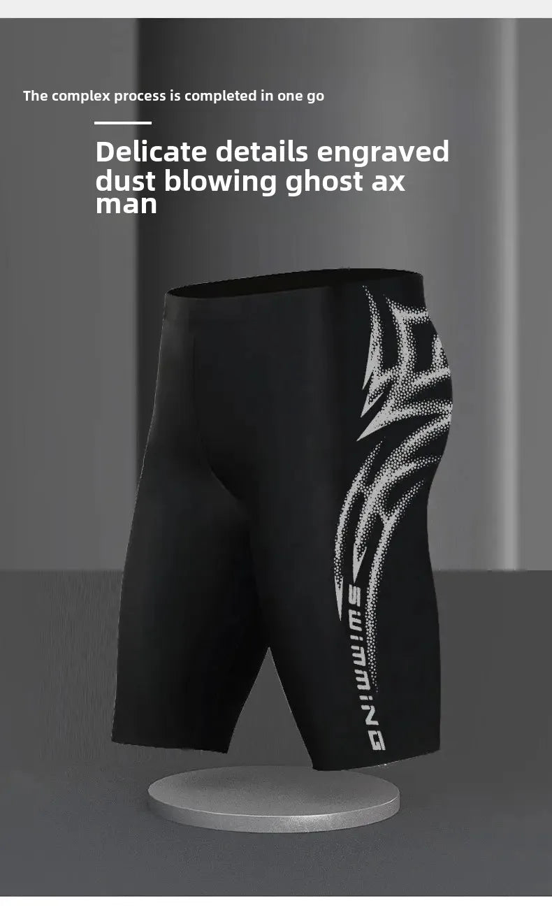 Long Swimming Pants for Men Profesional Five Point Escape Adult Speed Competition Plus Size Swimwear Anti-Awkward Pants