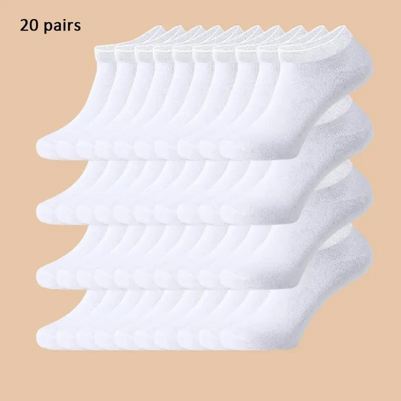 Unisex 40/20/10 Pairs of Solid Color Socks, Soft and Lightweight Ankle Socks, WOMEN'S Casual Boat Socks, Low Cut Ankle Socks