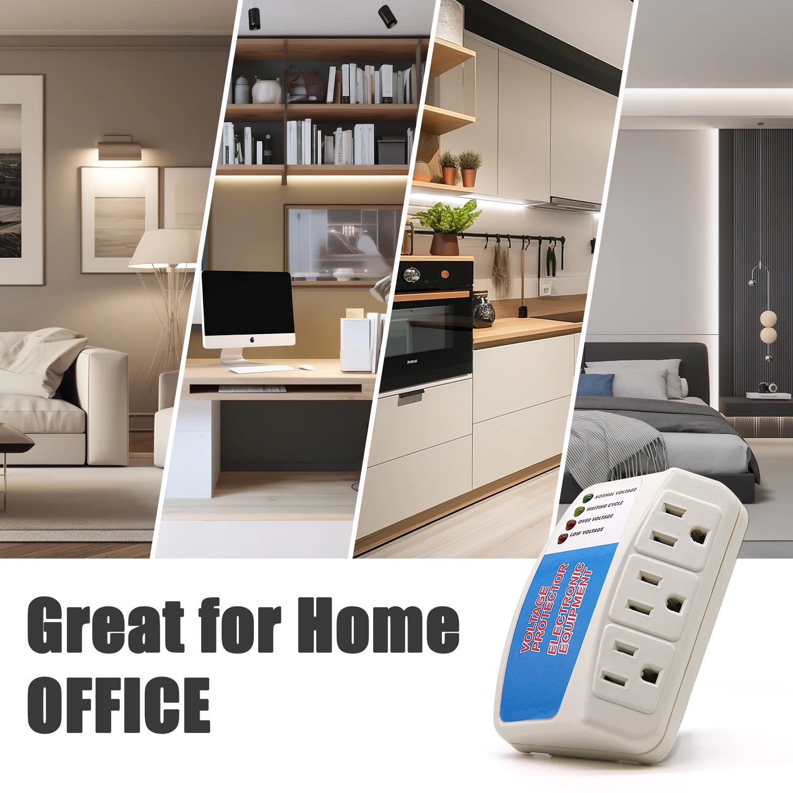 BSEED Power Surge Protector 120V Triple Wall Sockets Voltage Protector Home Refrige Brownout Plug US Standard 2/3Pack