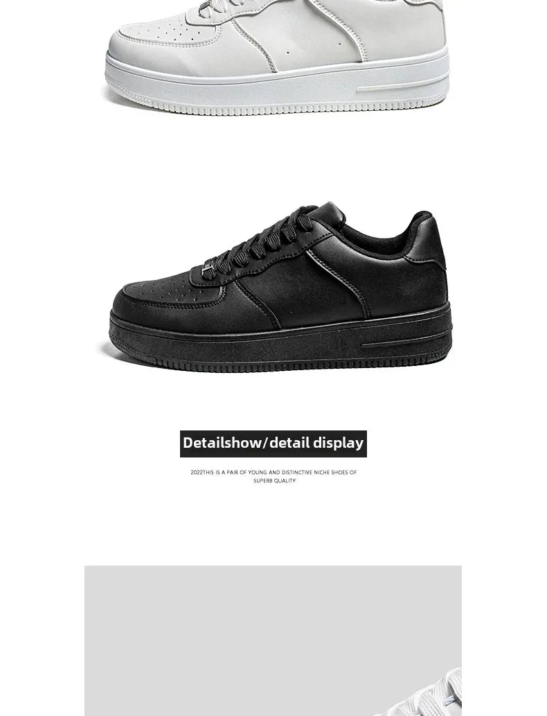 Autumn/Winter Black Casual Men's Shoes Air Force Sports Number 1 Black Kitchen Trendy Shoes Winter Rubber Outsole China Made