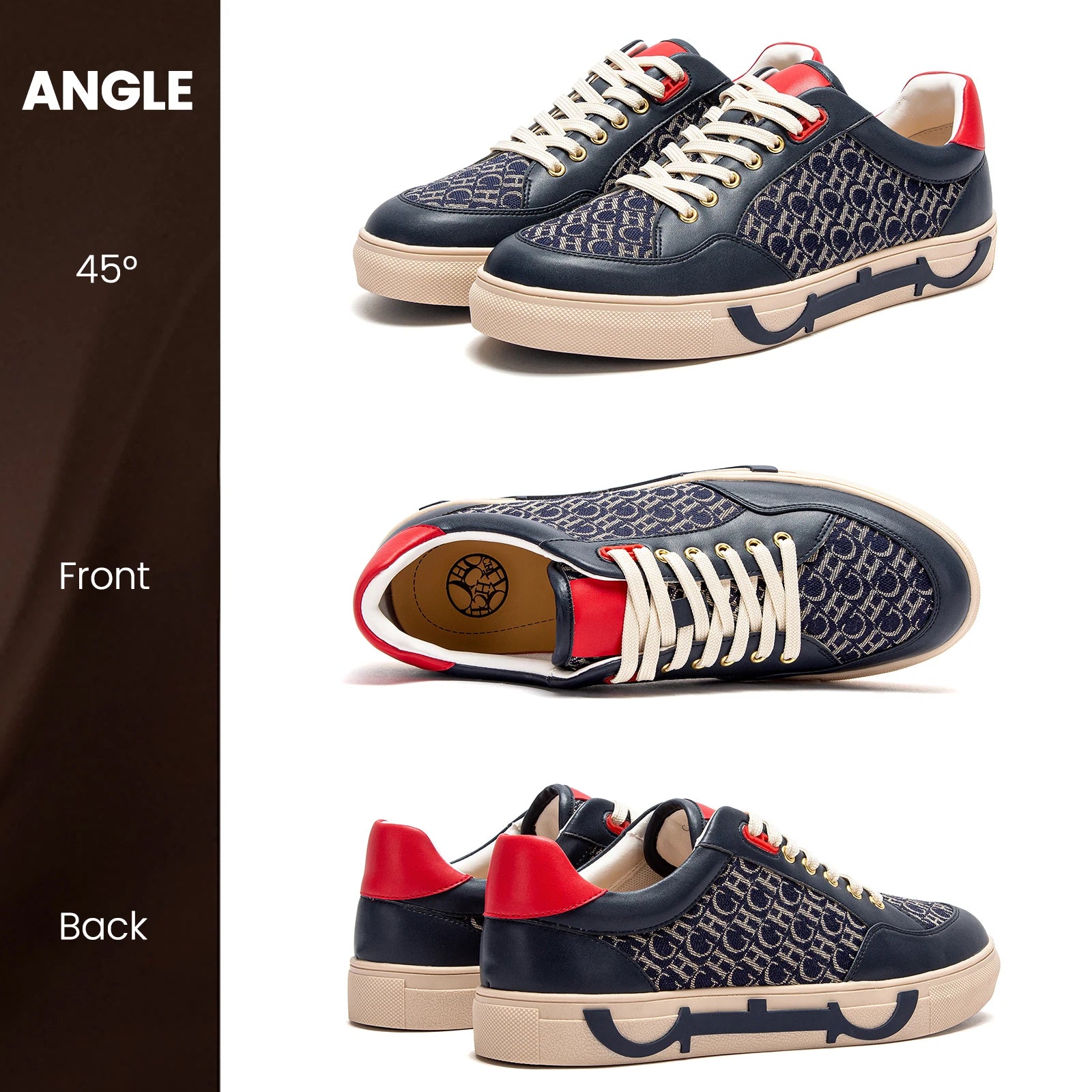 Popular men's casual shoes luxury brand flat lace-up shoes monogrammed breathable comfortable casual shoes