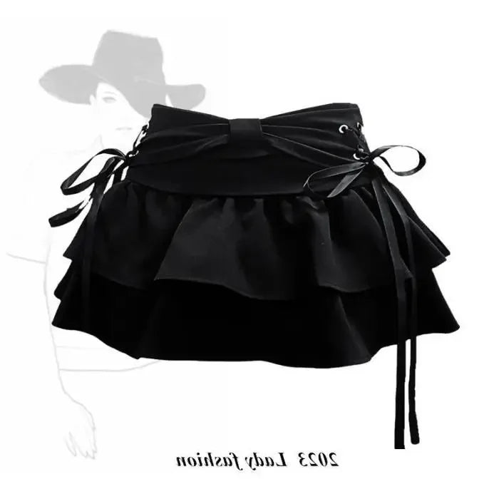 Pure Desire Mini Dress Bow Tied One Hundred Pleated Skirt Slimming A- line Sensibility Summer Skirt Anti-exposure Pants