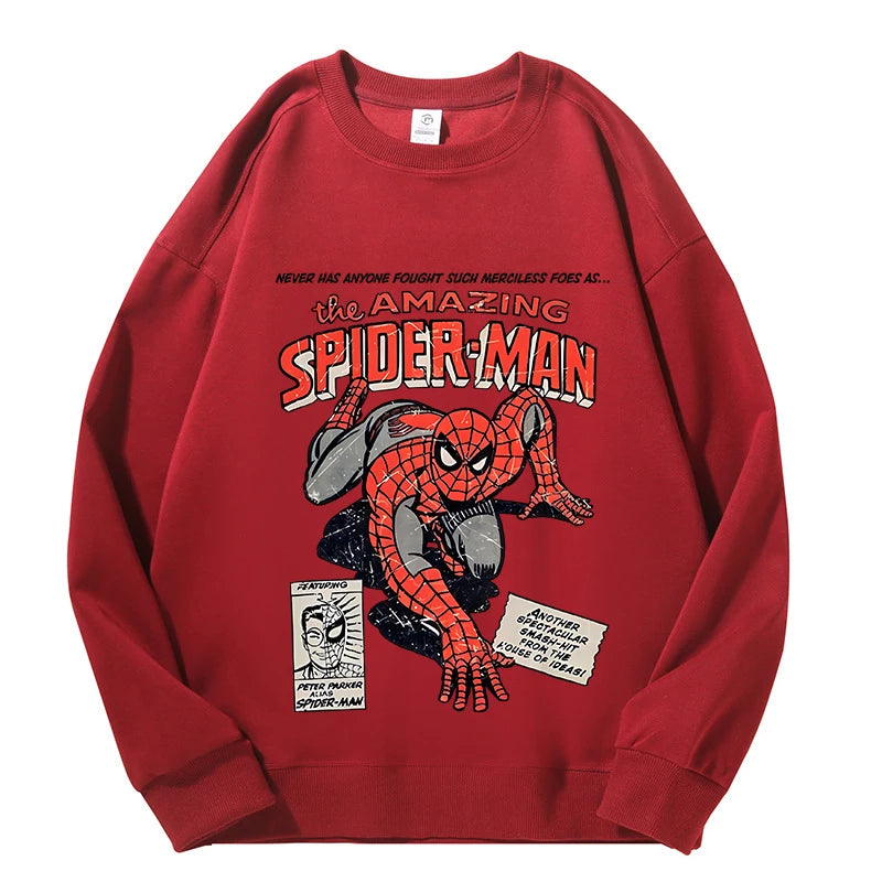 High Quatily Cotton Spiderman Print Sweatshirt Crew Neck Casual Pullovers Streetwear Sweatshirts for Women Long Sleeve Clothing