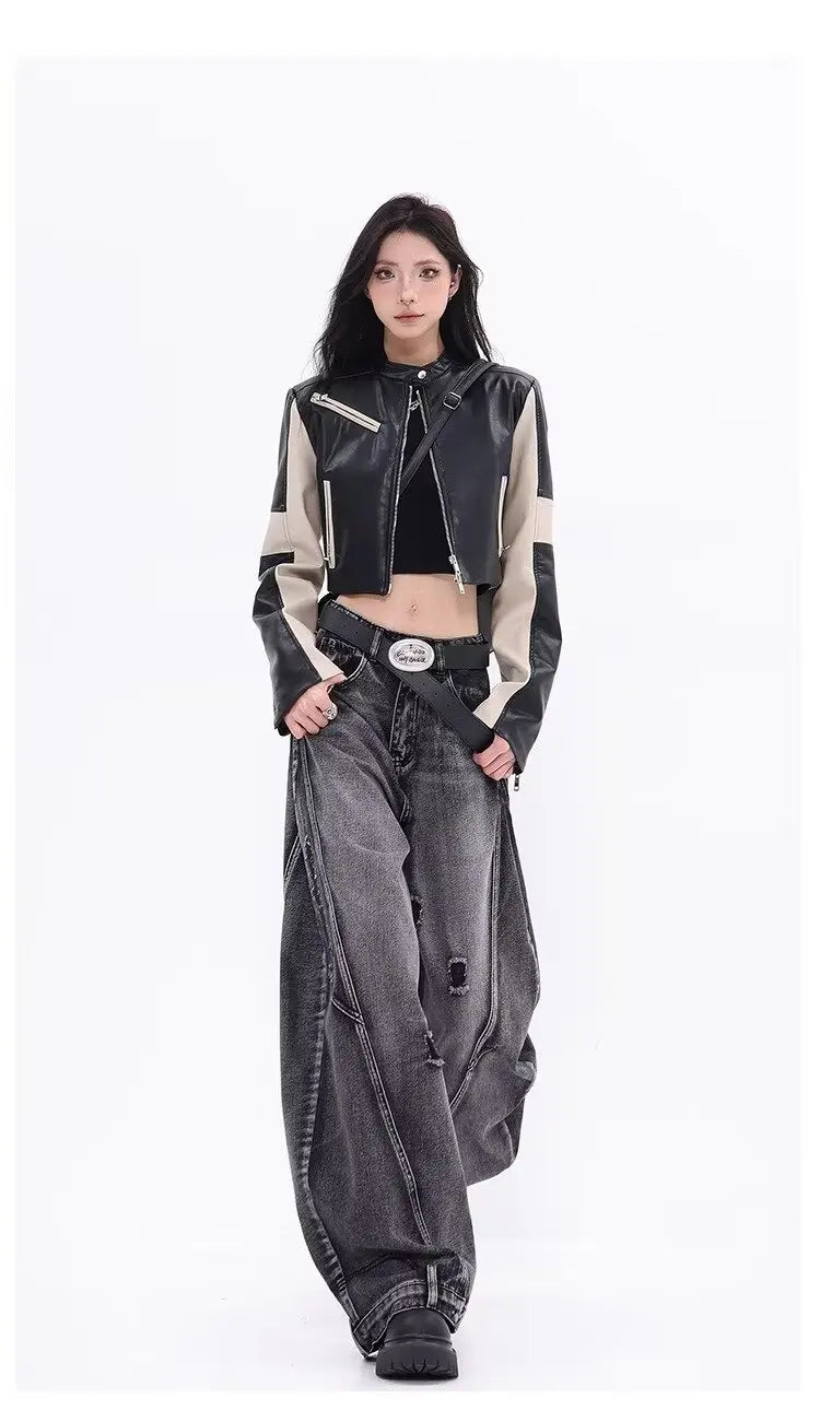 Design-sensual Wide-leg Jeans for Women in Spring and Autumn New Style High Waist Loose and Slimming Floor Baggy Women's