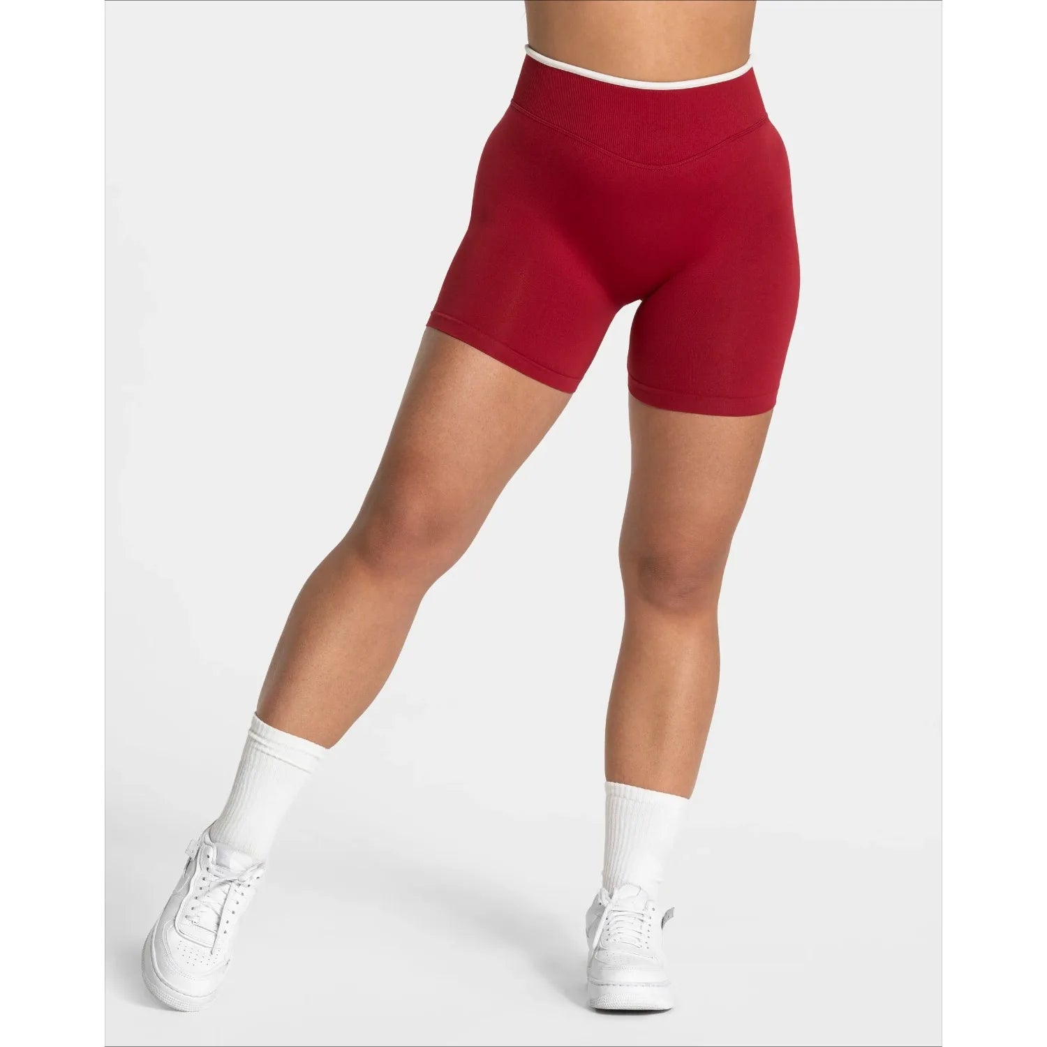 Women's Seamless Gym Solid Color Sports Shorts White Waist Tight High Waist Hip Lifting Yoga Pants Running Sports Shorts