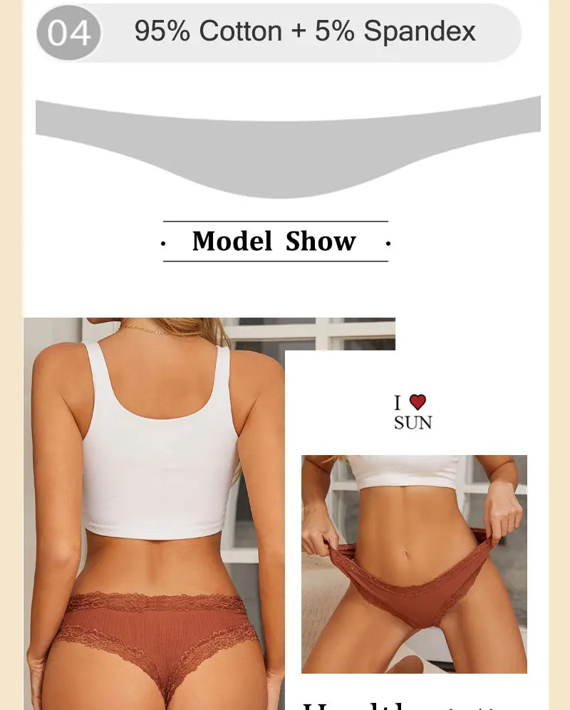 7PCS/Set Women Sexy Lace Panties Seamless Cotton Brazilian Panties Girls Breathable Sexy Low Rise Underwear Female Soft Lingerie