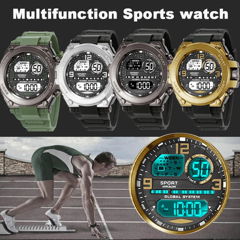 Multifunction Men's Sports Watch Waterproof Luminous Alarm Clock Men LED Digital Watch Large dial Electronic Wristwatch for Man