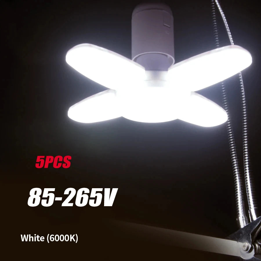E27 Foldable Fan Shape LED Bulb Lamp  220V 110V 40 LEDs Light Bulbs For Home Ceiling Lamp Warehouse Garage  White Light 6500