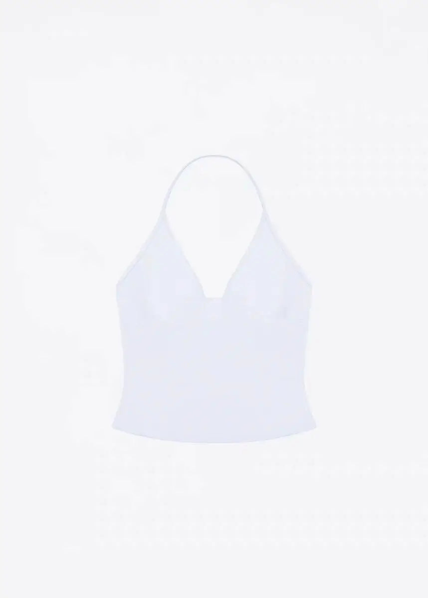 tank summer triangular cup neck hanging V-neck vest, same as Hailey's suspender, Dip halter, low cut, backless top women