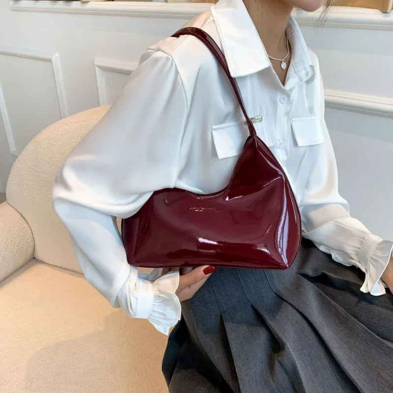 Fashionable Single Shoulder Bag Women's Handbag Underarm Moon Shape Casual Handbag PU Leather Trendy Bag for Ladies