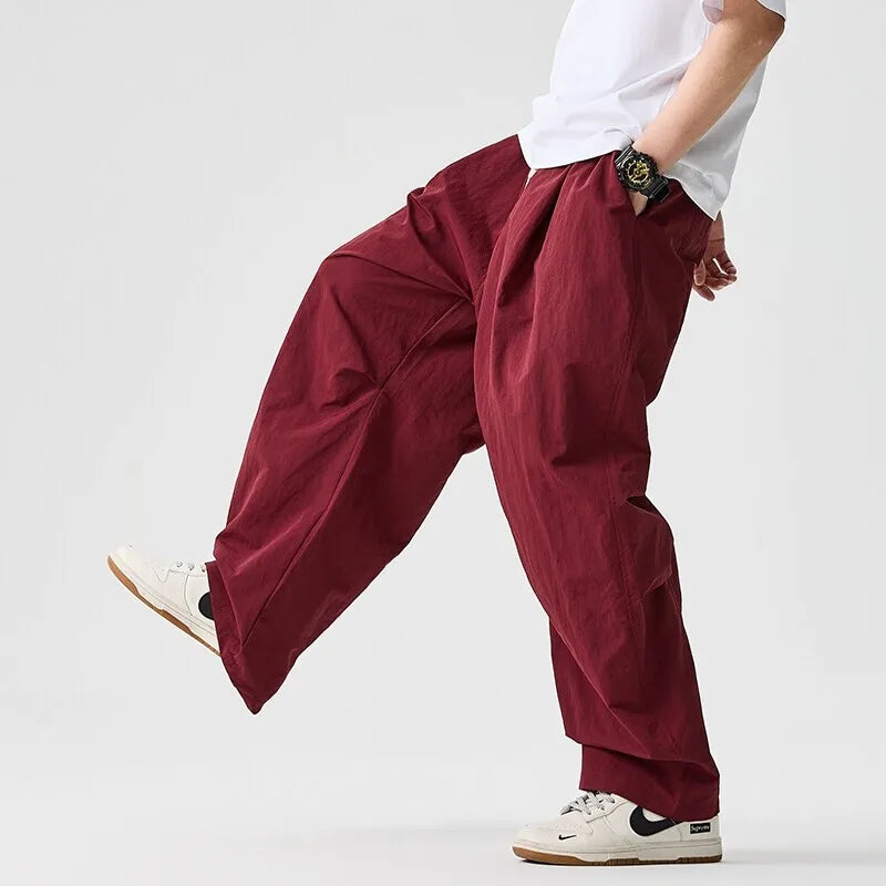 Wide Leg Pants Men and Women 2025 New Light Thin Solid Casual Harun Pants Elastic Waist Loose Oversize Fashion Trendy Streetwear