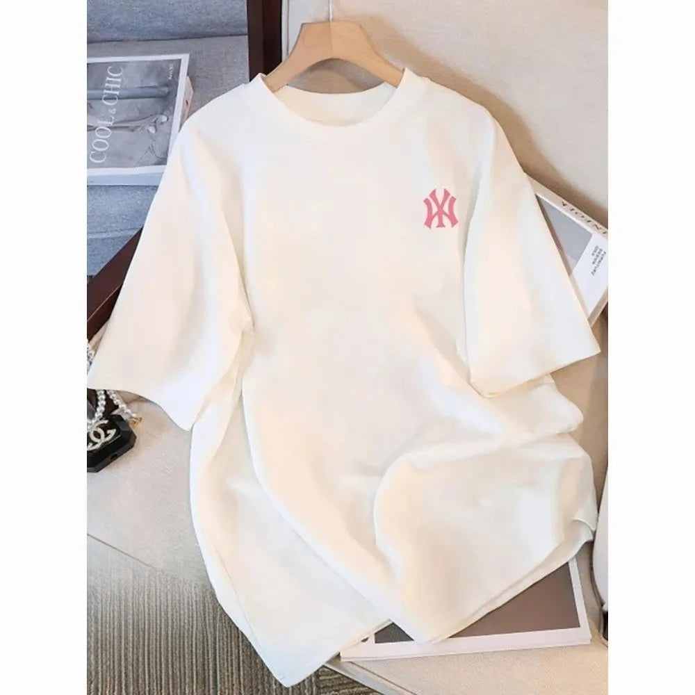 American Pure Cotton High-end Short-sleeved Summer New Print for Couples, Loose and Versatile, Fashionable -looking