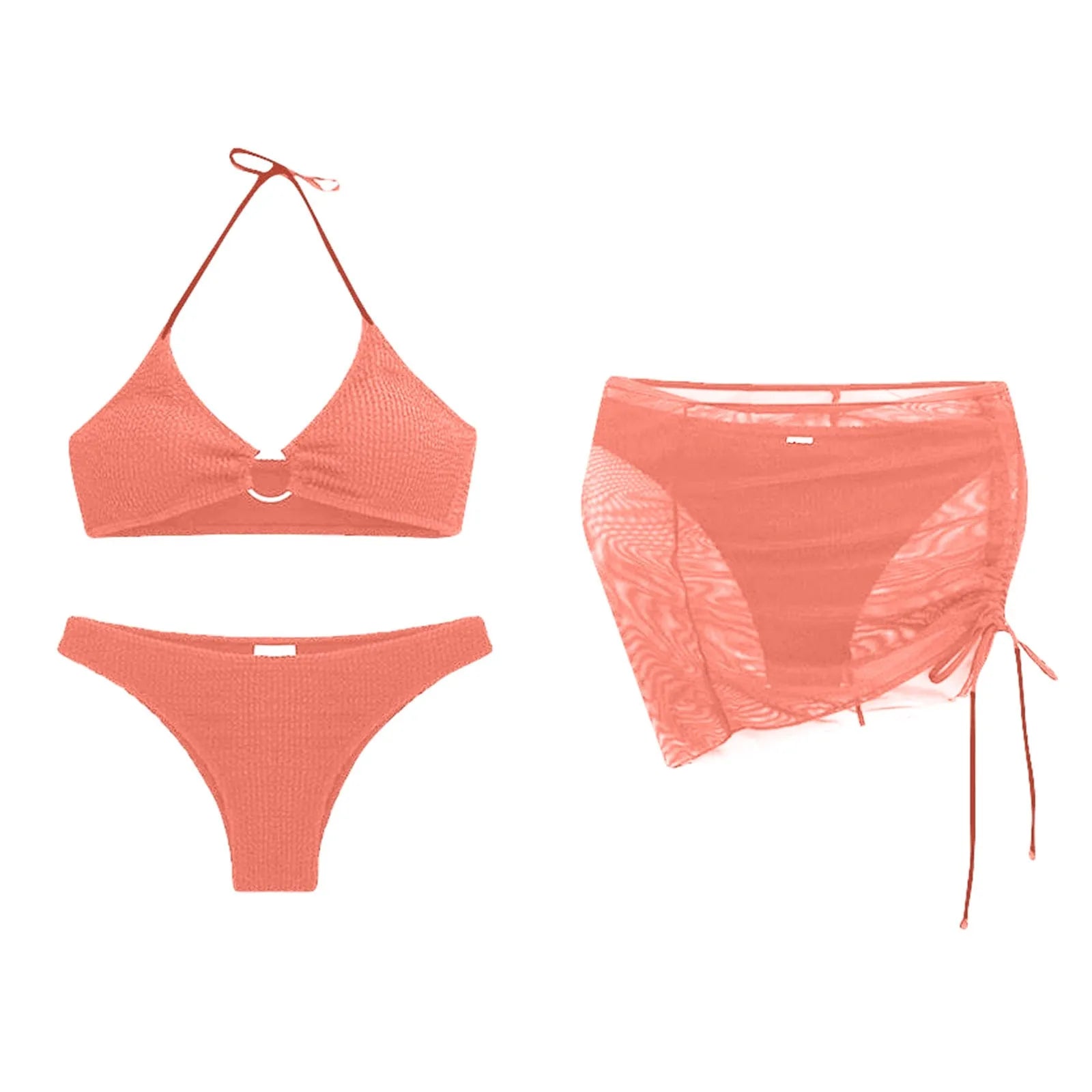 Women'S Summer Beach Swimwear Bikini Cover Up Four Piece Sexy Mesh Cover Up Three Pointed Bikini Swimsuit Fashion Beachwear