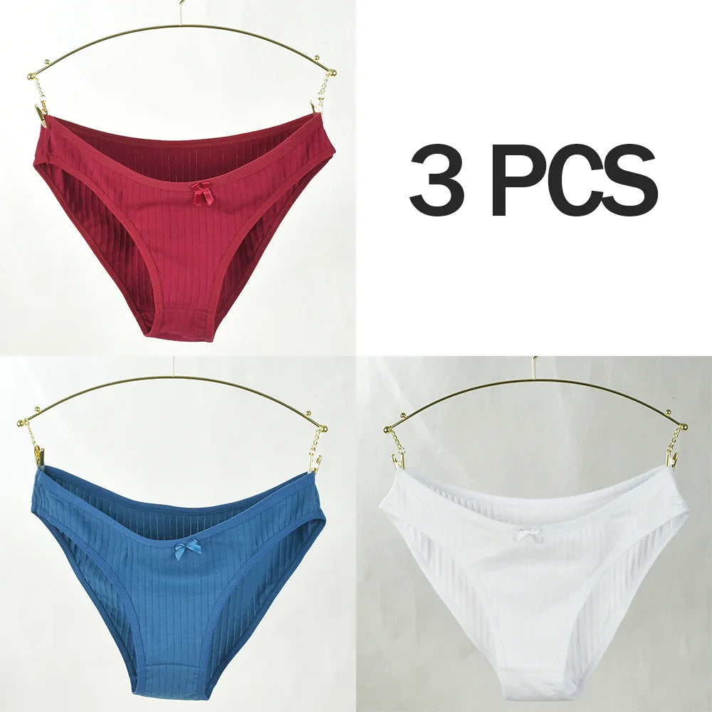 3pcs Women Panties Sexy Underwear Pure Cotton Underwear Panties For Student CuteMid-Waisted Briefs Female Ventilation Underpants