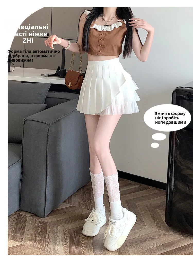 Slimming A-Line  Skirt for ort Women High Waist Pleated Tulle f Body Skirts Commute Sle Summer Collection